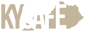 Kentucky Safe logo in blue and brown with image of the commonwealth in the background.